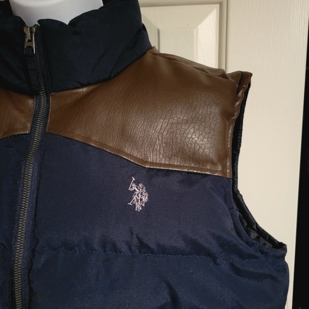 U.S. Polo Assn. Mens Puffer Vest Size S Womens M/L Unisex Puffer Vest Navy - Picture 6 of 13